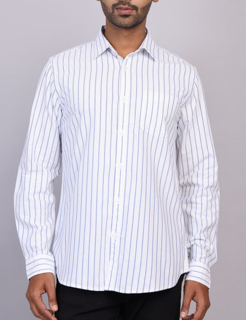 White Stripe Full Sleeve Shirt – Regular Fit