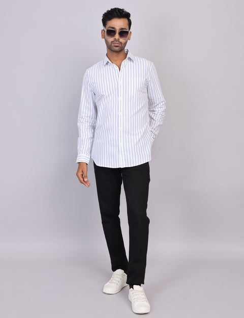 White Stripe Full Sleeve Shirt – Regular Fit
