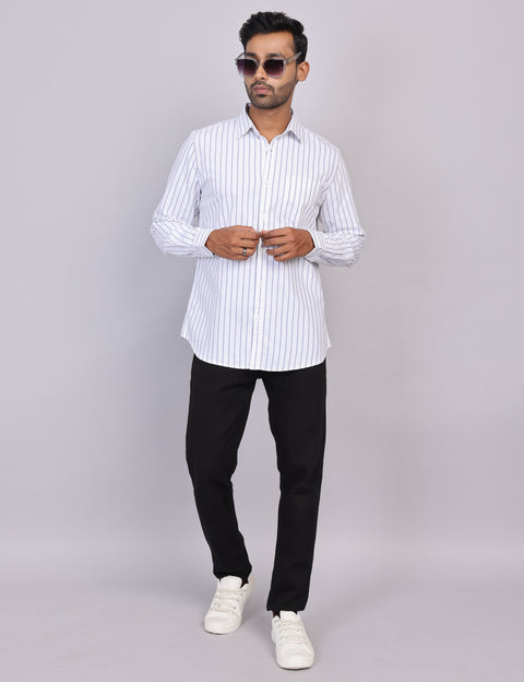 White Stripe Full Sleeve Shirt – Regular Fit