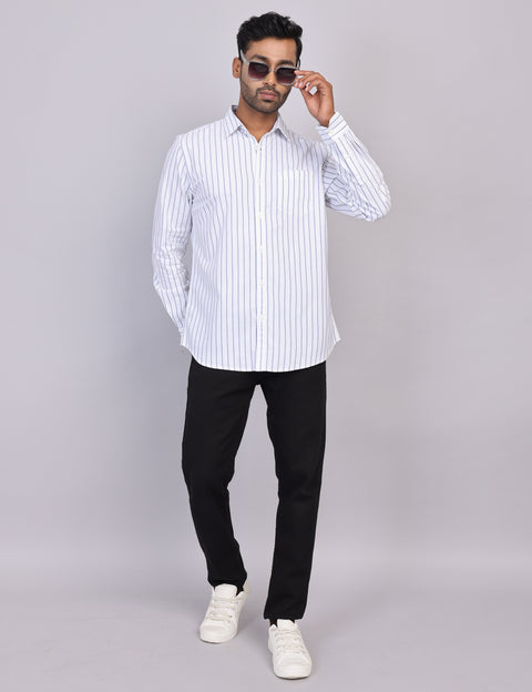 White Stripe Full Sleeve Shirt – Regular Fit