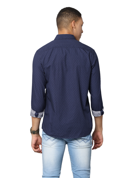 Men's Blue Long Sleeve Slim Fit Casual Shirt