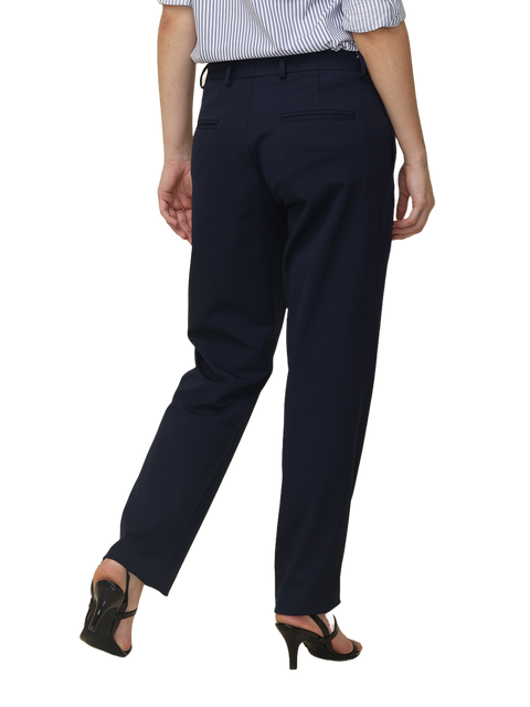 Women's Pleated Solid Formal Trouser, Navy Blue