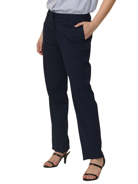 Women's Pleated Solid Formal Trouser, Navy Blue