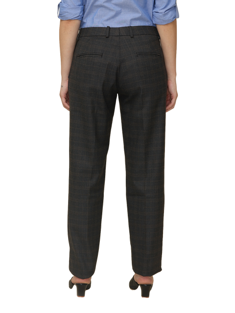 Women's Pleated Solid Formal Trouser, Black and Brown Checkered