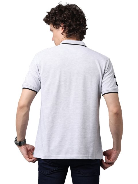 Men's Grey Melange Classic Half Sleeves Polo T-Shirt