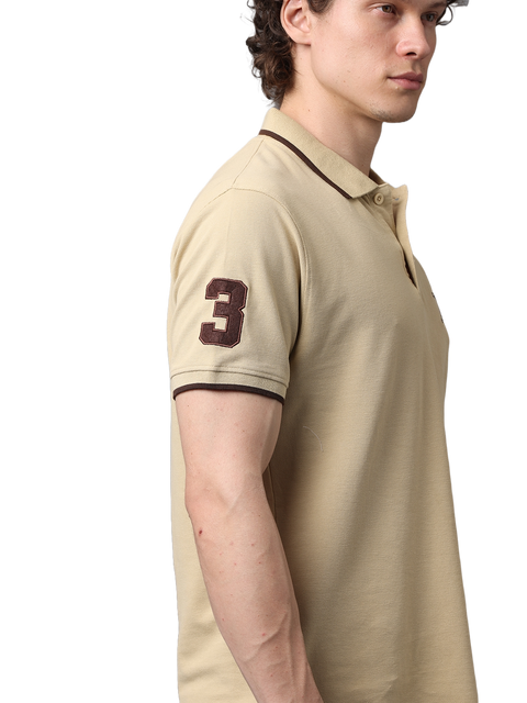 Men's Beige Classic Half Sleeves Polo T-Shirt