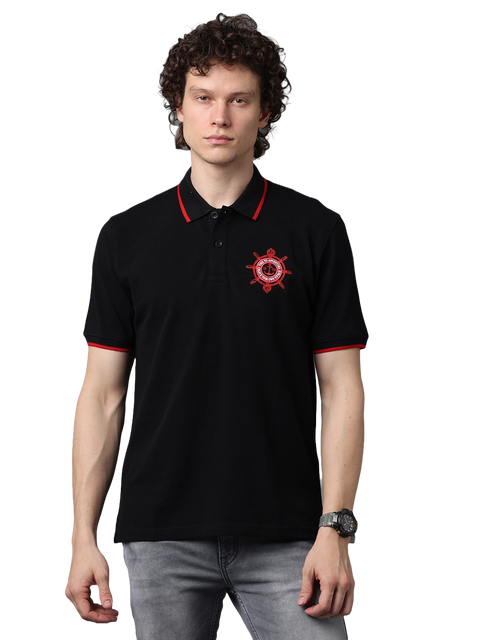 Men's Classic Black with Red Contrast Half Sleeves Polo T-Shirt