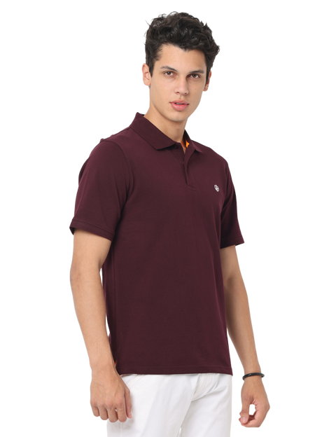 Men's Burgundy Polo T-Shirt, Short Sleeve