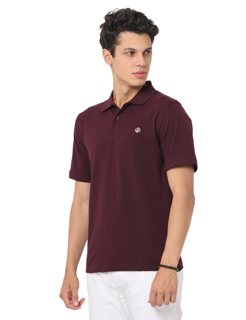 Men's Burgundy Polo T-Shirt, Short Sleeve