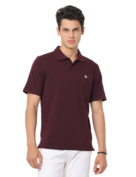 Men's Burgundy Polo T-Shirt, Short Sleeve