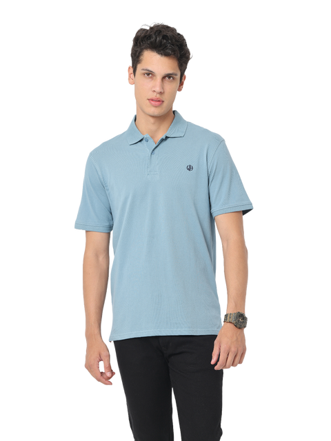 Men's Light Blue Short Sleeve Polo T-Shirt