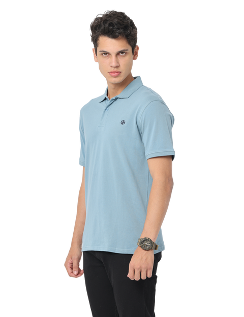 Men's Light Blue Short Sleeve Polo T-Shirt