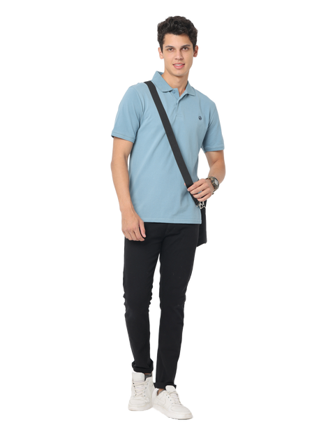 Men's Light Blue Short Sleeve Polo T-Shirt