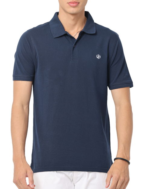 Men's Navy Blue Short Sleeve Polo T-Shirt