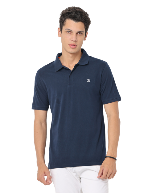 Men's Navy Blue Short Sleeve Polo T-Shirt