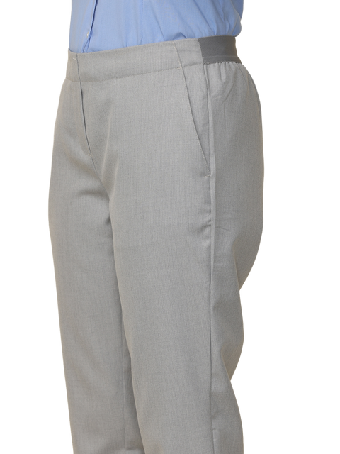 Women's Grey Checked Elasticated Slim Fit Formal Trouser