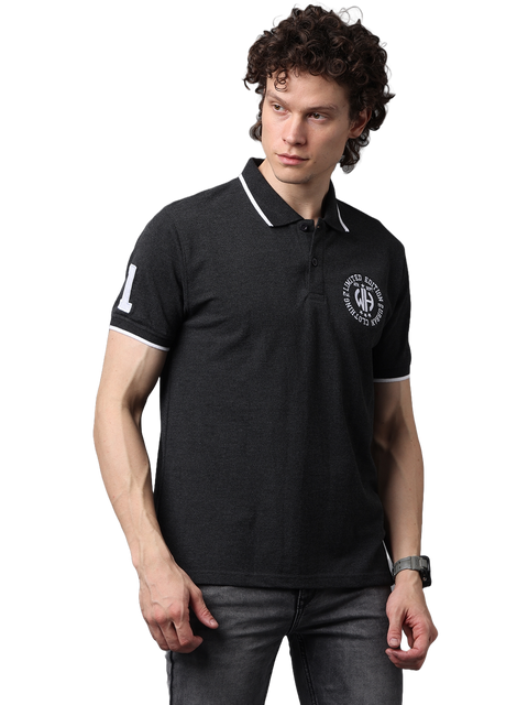 Men's Charcoal Black Classic Half Sleeves Polo T-Shirt