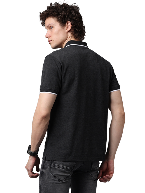 Men's Charcoal Black Classic Half Sleeves Polo T-Shirt