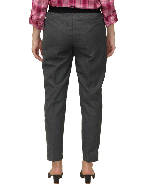 Women's Dark Grey Elasticated Slim Fit Formal Trouser