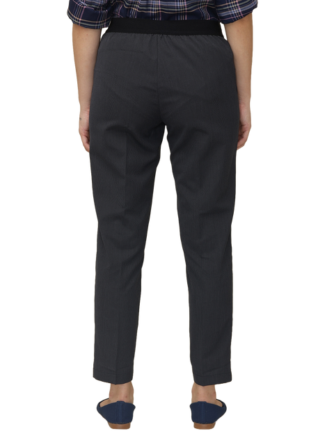 Women's Black Elasticated Slim Fit Formal Trouser