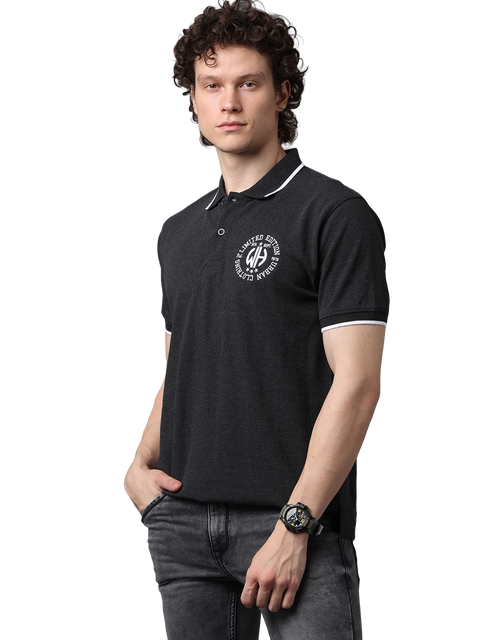 Men's Charcoal Black Classic Half Sleeves Polo T-Shirt