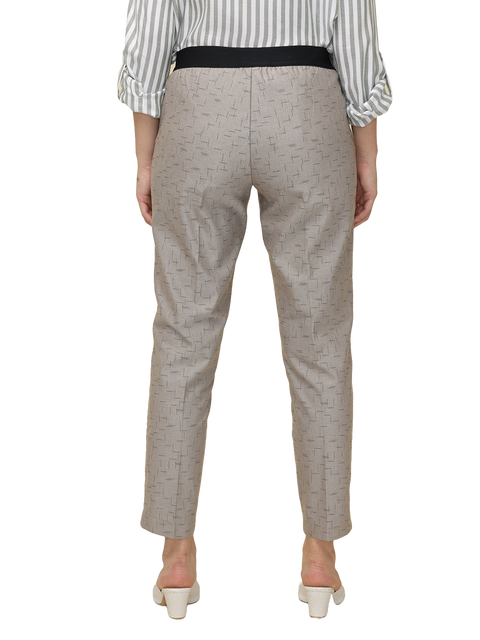 Women's Grey  Elasticated Slim Fit Formal Trouser