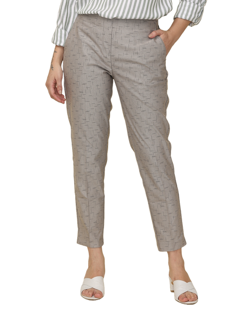 Women's Grey  Elasticated Slim Fit Formal Trouser